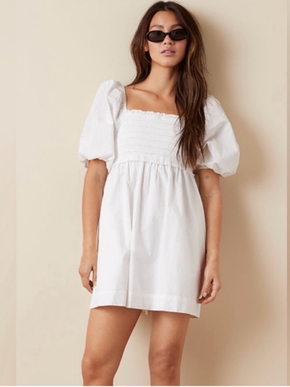 American Eagle smocked puff sleeve mini dress